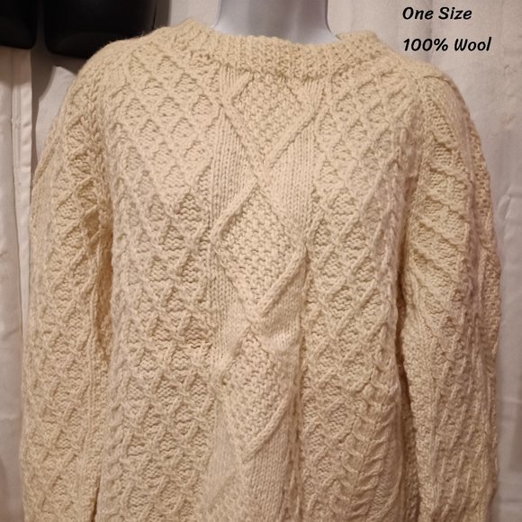 Handmade in Ireland Wool Cream Sweater - Picture 1 of 6